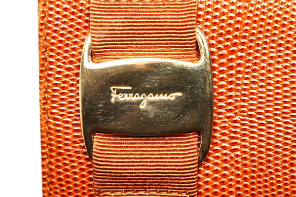 サルヴァトーレフェラガモ ヴァラ BZ-21 2530 ブラウン レザー トートバッグ レディース Salvatore Ferragamo 【中古】