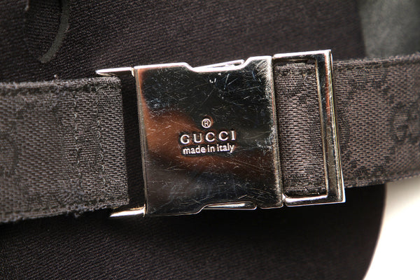 グッチ GGキャンバス 018 002058 1615 ブラック キャンバス レザー ウエストバッグ ユニセックス GUCCI 【中古】