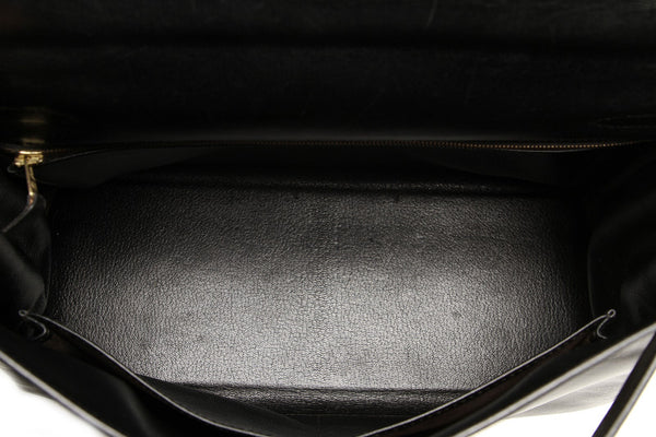 エルメス ケリー35 ブラック 黒 レザー ハンドバッグ レディース HERMES 〇Ｚ(1996年制)刻印 中古