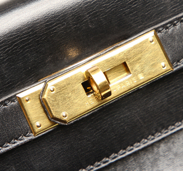 エルメス ケリー35 ブラック 黒 レザー ハンドバッグ レディース HERMES 〇Ｚ(1996年制)刻印 中古