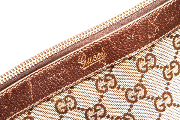 グッチ GGキャンバス ブラウン 茶 キャンバス レザー トートバッグ レディース GUCCI 中古