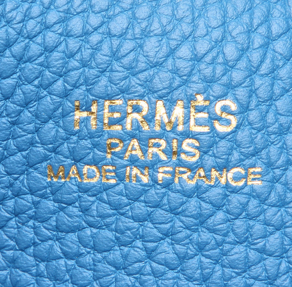 エルメス ドゥブルセンス45 ブルー 青 レザー トートバッグ ユニセックス HERMES □O(2011年制)刻印 中古