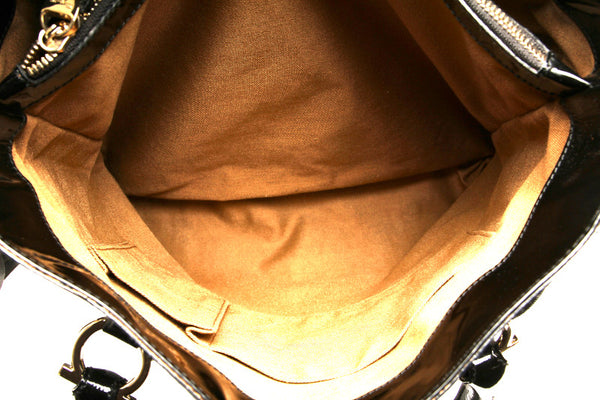 サルヴァトーレフェラガモ ガンチーニ DY-21 7471 ブラック 黒 エナメル ハンドバッグ ショルダーバッグ 2WAY レディース Salvatore Ferragamo 中古