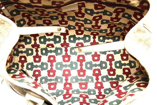 グッチ シマ 163805 アイボリー レザー トートバッグ レディース GUCCI 中古