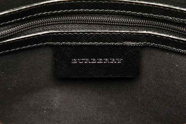 バーバリー ノバチェック ベージュ ブラック キャンバス レザー ハンドバッグ レディース BURBERRY 中古