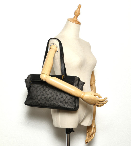 グッチ GGキャンバス 92730 グレー キャンバス レザー トートバッグ レディース GUCCI 中古