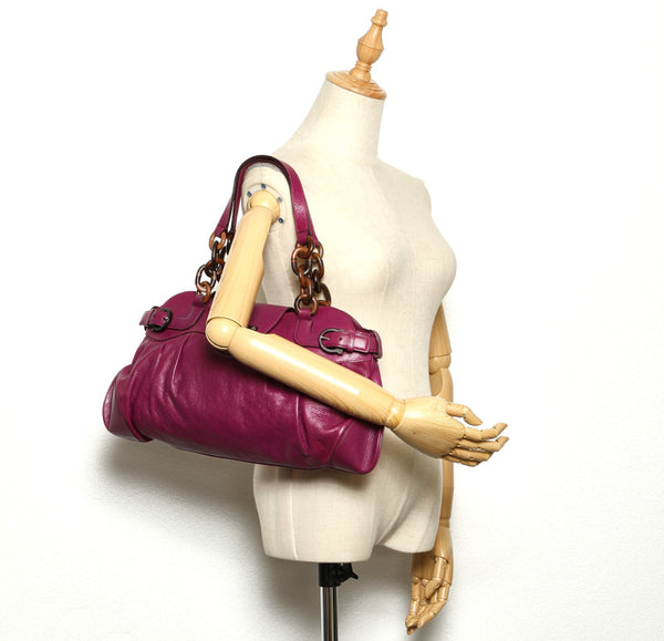 サルヴァトーレフェラガモ AU-21/6371 パープル 紫 レザー ハンドバッグ レディース Salvatore Ferragamo 中古