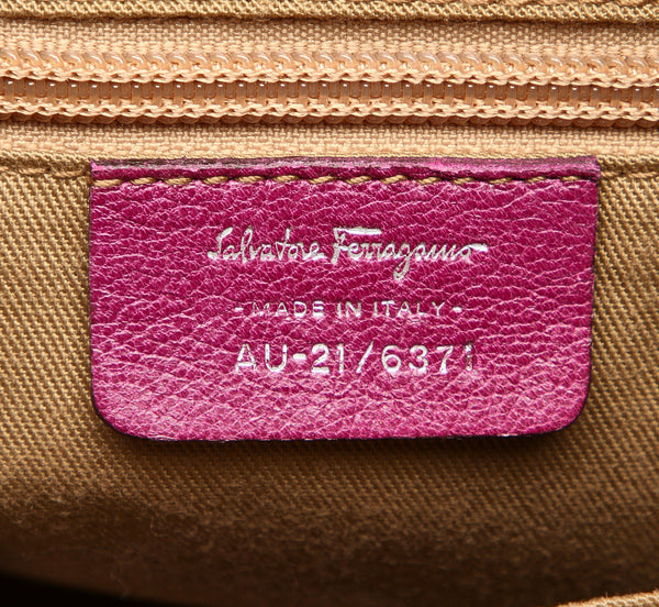 サルヴァトーレフェラガモ AU-21/6371 パープル 紫 レザー ハンドバッグ レディース Salvatore Ferragamo 中古