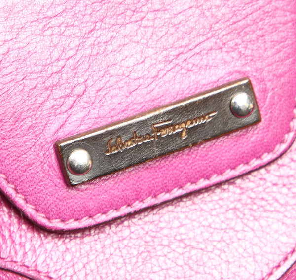 サルヴァトーレフェラガモ AU-21/6371 パープル 紫 レザー ハンドバッグ レディース Salvatore Ferragamo 中古