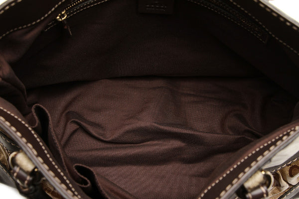 グッチ GGクリスタル 223964 ベージュ ブラウン コーティングキャンバス レザー ハンドバッグ レディース GUCCI 中古