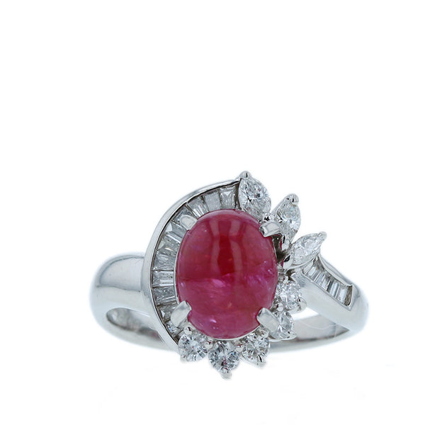 Pt900 プラチナ ルビー3.06ct ダイヤ0.62ct リング 指輪 レディース 12.5号 【中古】