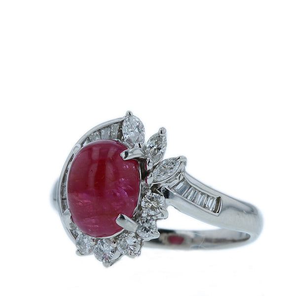 Pt900 プラチナ ルビー3.06ct ダイヤ0.62ct リング 指輪 レディース 12.5号 【中古】