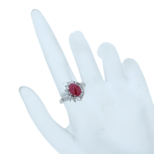 Pt900 プラチナ ルビー3.06ct ダイヤ0.62ct リング 指輪 レディース 12.5号 【中古】