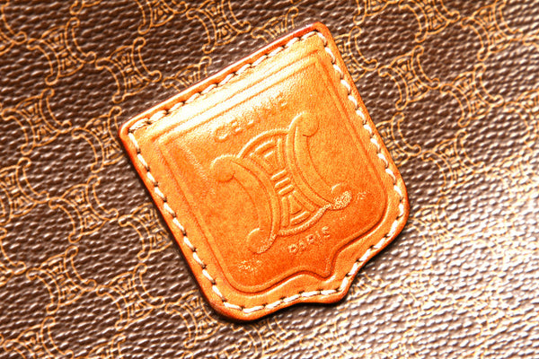 セリーヌ マカダム ブラウン PVC レザー ボストンバッグ レディース CELINE 中古