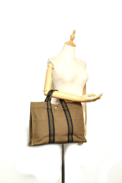 エルメス エールライン カーキ キャンバス トートバッグ レディース HERMES 中古