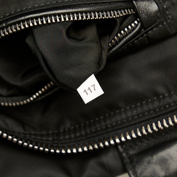 プラダ ブラック グレー ナイロン レザー ハンドバッグ レディース PRADA 【中古】
