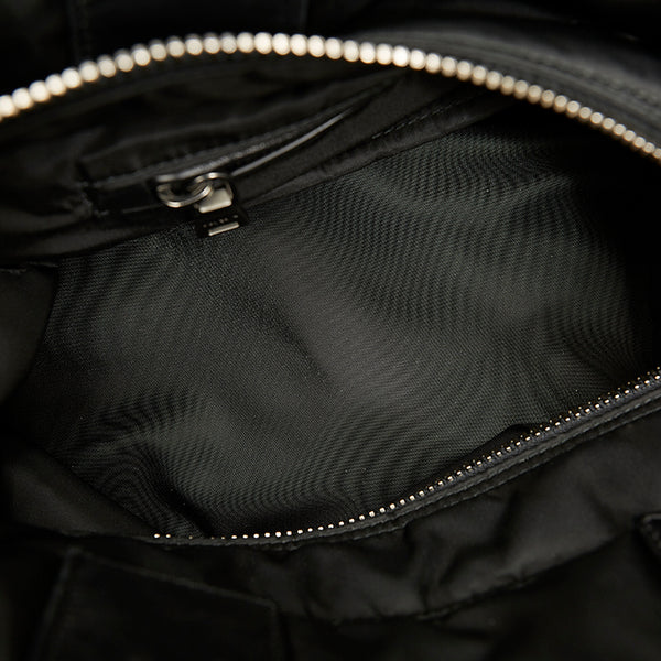 プラダ ブラック グレー ナイロン レザー ハンドバッグ レディース PRADA 【中古】