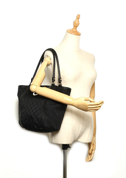 グッチ アビー GGキャンバス 211982 ブラック 黒 キャンバス レザー トートバッグ レディース GUCCI 中古