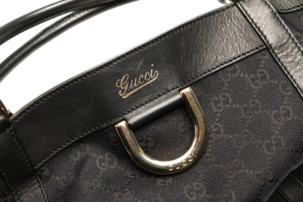 グッチ アビー GGキャンバス 211982 ブラック 黒 キャンバス レザー トートバッグ レディース GUCCI 中古