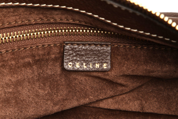 セリーヌ CE00/34 ブラウン レザー ショルダーバッグ レディース CELINE 中古