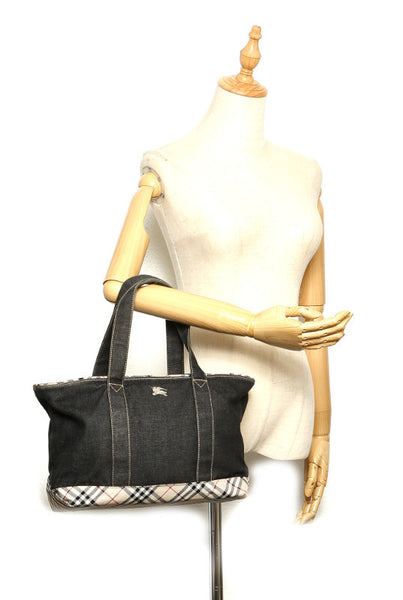 バーバリー ブラック キャンバス ハンドバッグ レディース BURBERRY 中古
