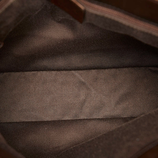 グッチ ジャガード　レザーバッグ　3525 73984 ブラウン レザー キャンバス ハンドバッグ レディース GUCCI 【中古】