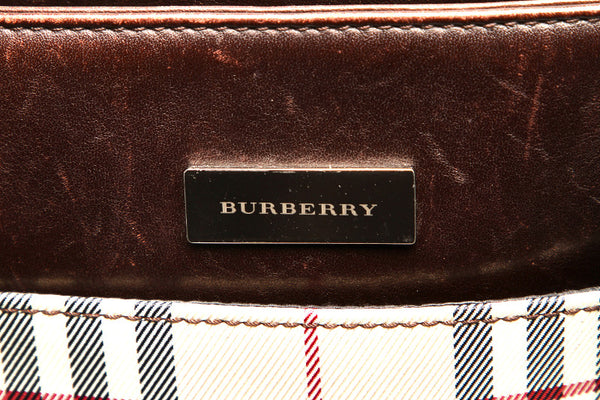 バーバリー ノバチェック ブラウン 茶 キャンバス レザー トートバッグ レディース BURBERRY 中古