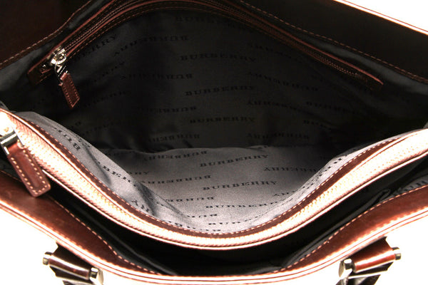 バーバリー ノバチェック ブラウン 茶 キャンバス レザー トートバッグ レディース BURBERRY 中古