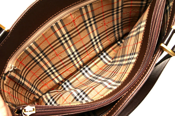 バーバリー ブラウン 茶 レザー ハンドバッグ レディース BURBERRY 中古