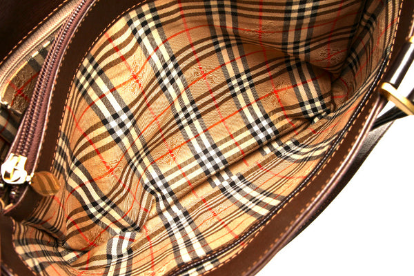 バーバリー ブラウン 茶 レザー ハンドバッグ レディース BURBERRY 中古