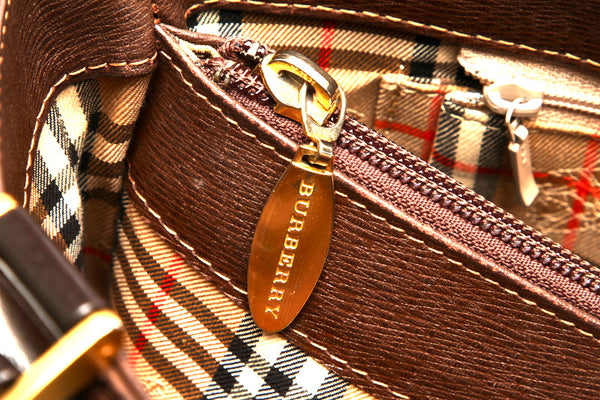 バーバリー ブラウン 茶 レザー ハンドバッグ レディース BURBERRY 中古