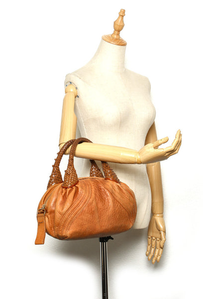 フェンディ ミニスパイ AG29287 ブラウン レザー ハンドバッグ レディース FENDI 中古