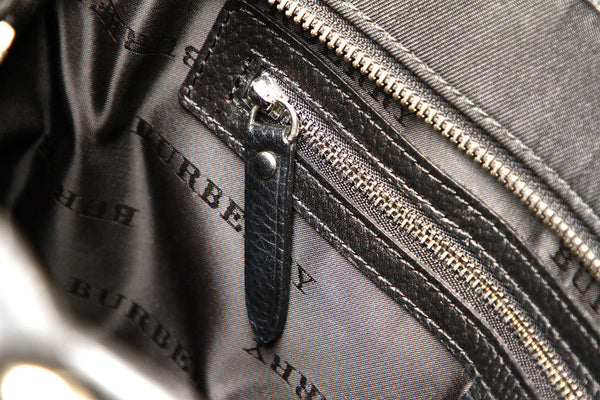 バーバリー ノバチェック ブラック ベージュ キャンバス レザー ハンドバッグ レディース BURBERRY 中古