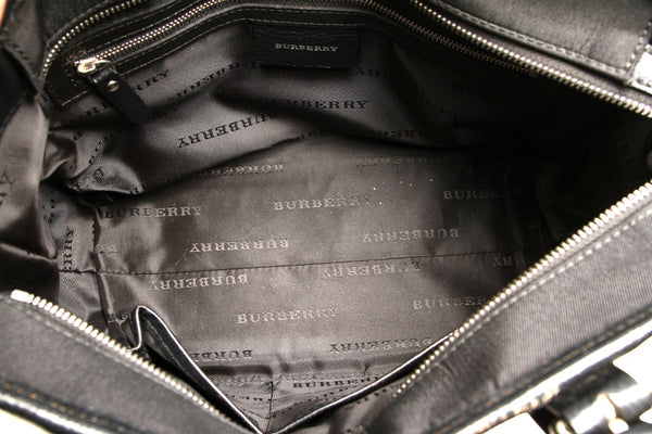 バーバリー ノバチェック ブラック ベージュ キャンバス レザー ハンドバッグ レディース BURBERRY 中古