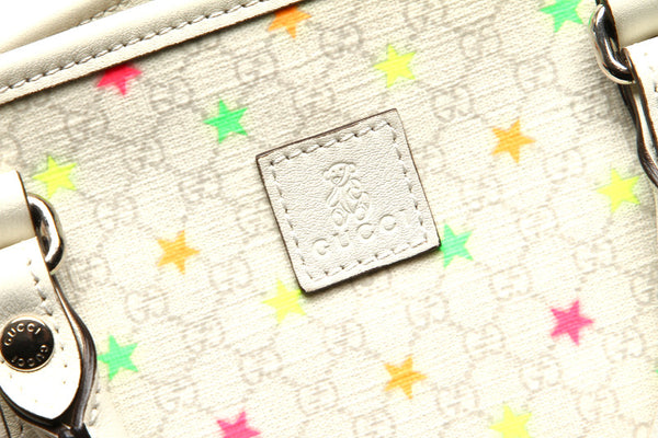 グッチ マイクログッチ スター 297557 ホワイト 白 PVC レザー ハンドバッグ  GUCCI 中古