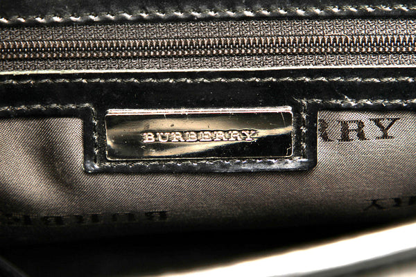 バーバリー ブラック 黒 エナメル レザー ハンドバッグ レディース BURBERRY 中古