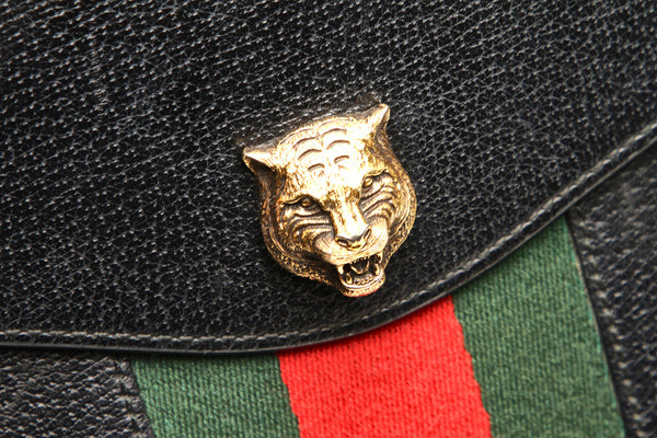 グッチ シェリーライン 431283  ブラック 黒 レザー ショルダーバッグ レディース GUCCI 中古