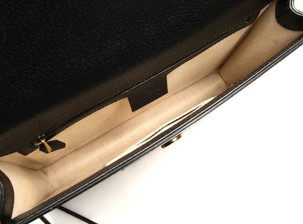 グッチ シェリーライン 431283  ブラック 黒 レザー ショルダーバッグ レディース GUCCI 中古