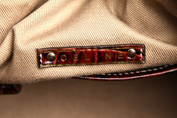 セリーヌ ベージュ ブラウン キャンバス レザー ボストンバッグ レディース CELINE 中古