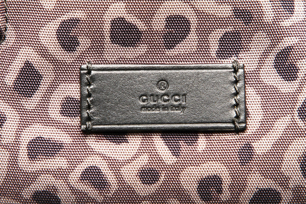 グッチ レオパード 341739 ブラック グレー キャンバス レザー トートバッグ ユニセックス GUCCI 中古
