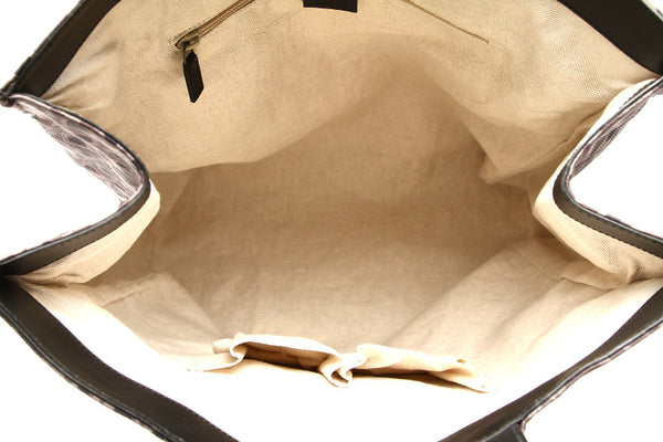 グッチ レオパード 341739 ブラック グレー キャンバス レザー トートバッグ ユニセックス GUCCI 中古