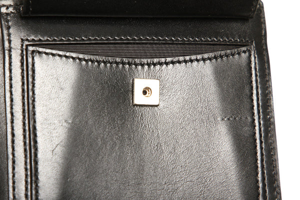 サルヴァトーレフェラガモ ブラック 黒 レザー 二つ折り財布 メンズ Salvatore Ferragamo 中古