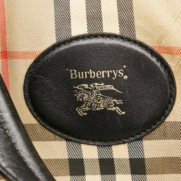 バーバリー ノバチェック ベージュ キャンバス ボストンバッグ レディース BURBERRY 【中古】