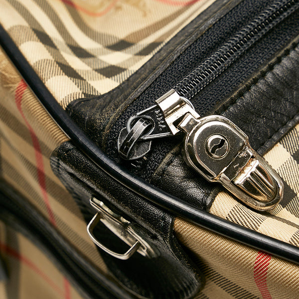 バーバリー ノバチェック ベージュ キャンバス ボストンバッグ レディース BURBERRY 【中古】
