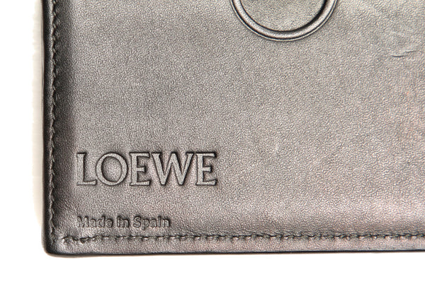 ロエベ ブルー ブラック レザー 長財布 メンズ LOEWE 中古