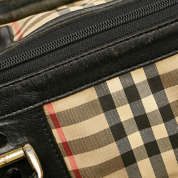 バーバリー ノバチェック ベージュ キャンバス ボストンバッグ レディース BURBERRY 【中古】