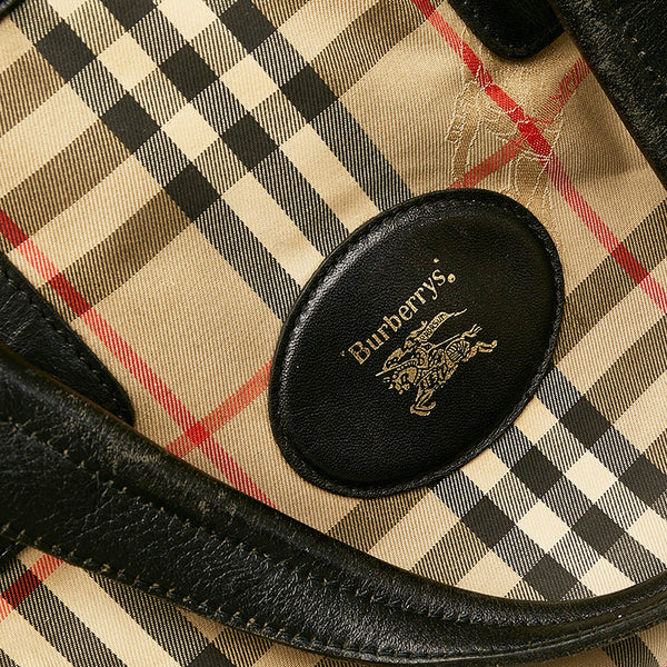 バーバリー ノバチェック ベージュ キャンバス ボストンバッグ レディース BURBERRY 【中古】