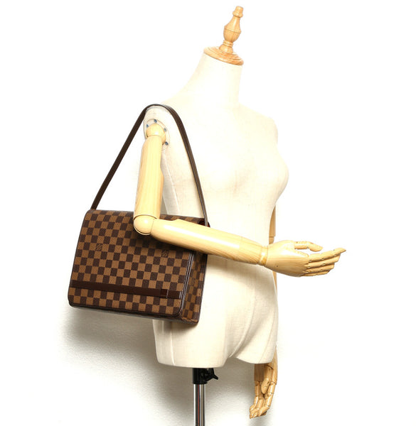 ルイ ヴィトン ダミエ トライベッカ カレ N51161 ブラウン PVC レザー ショルダーバッグ レディース LOUIS VUITTON 中古