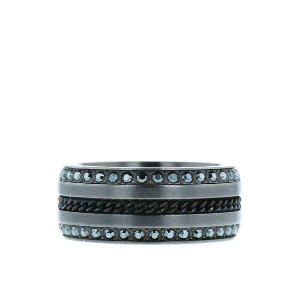 スワロフスキー ブラック スティール リング 指輪 メンズ SWAROVSKI 19号 【中古】