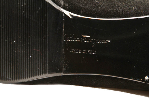 サルヴァトーレフェラガモ ブラック ブラウン スウェード バレエシューズ レディース Salvatore Ferragamo 【中古】